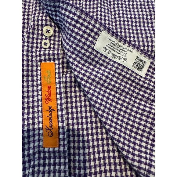 Robert Graham Men's Plaid Paisley Flip Cuff Shirt Purple Size Large Bold Casual - Picture 6 of 12